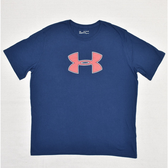 Under Armour Men T Shirt Short Sleeve Cotton Blend Blue Size 2XL Loose Heatgear - Picture 1 of 8